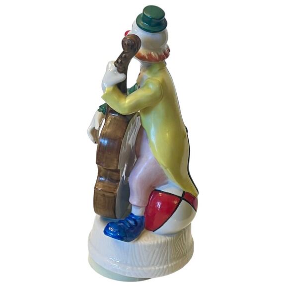 VTG Maruho Japan MUSIC BOX CIRCUS CLOWN & CELLO Porcelain "Send In The Clowns" - Picture 4 of 6
